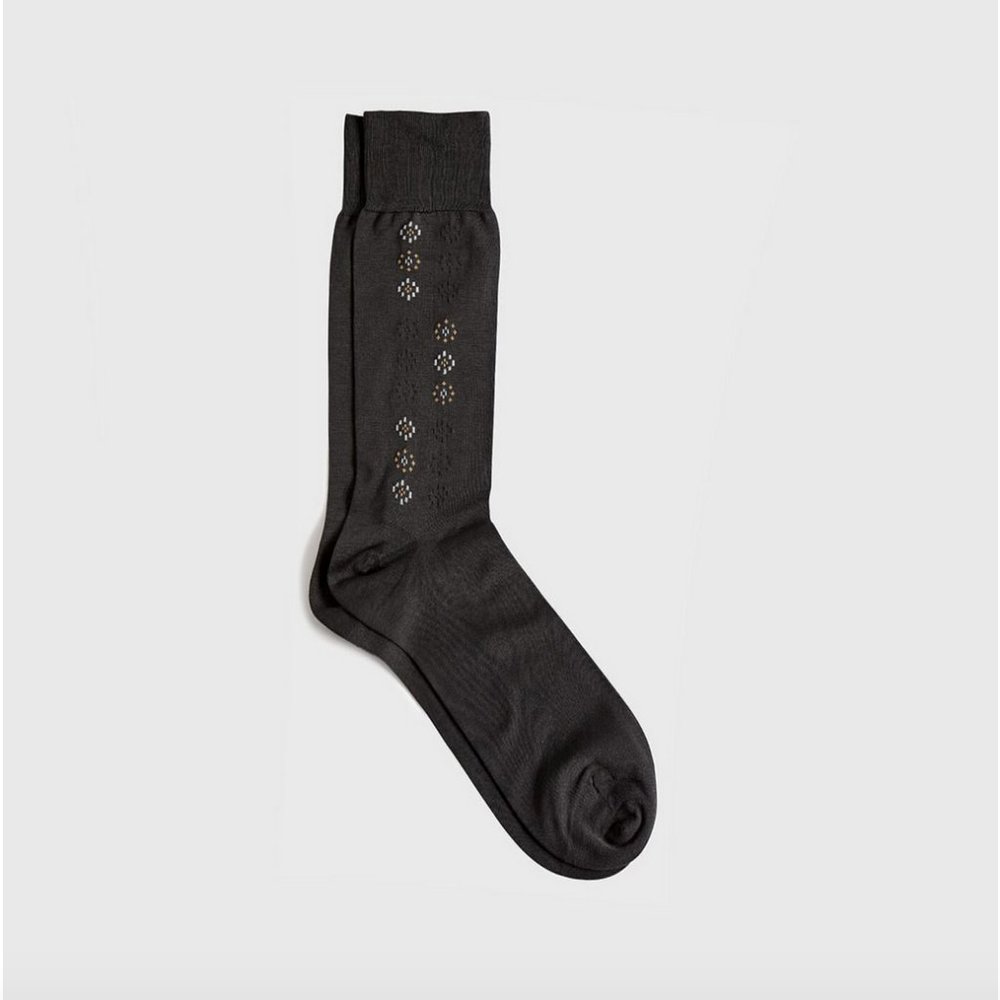 Paul Stuart Cotton Blend Neat Motif Sock Dark Grey